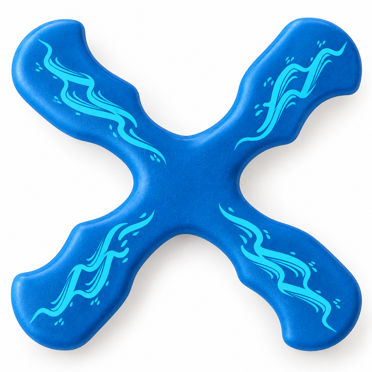 Boomzi Kids 4 Arm Soft Foam Returning Boomerang with Aqua Wave Artwork