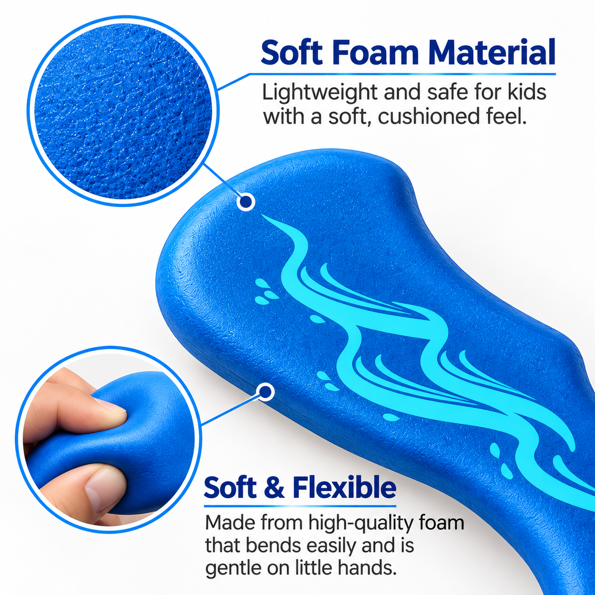 Boomzi Kids 4 Arm Soft Foam Returning Boomerang with Aqua Wave Artwork