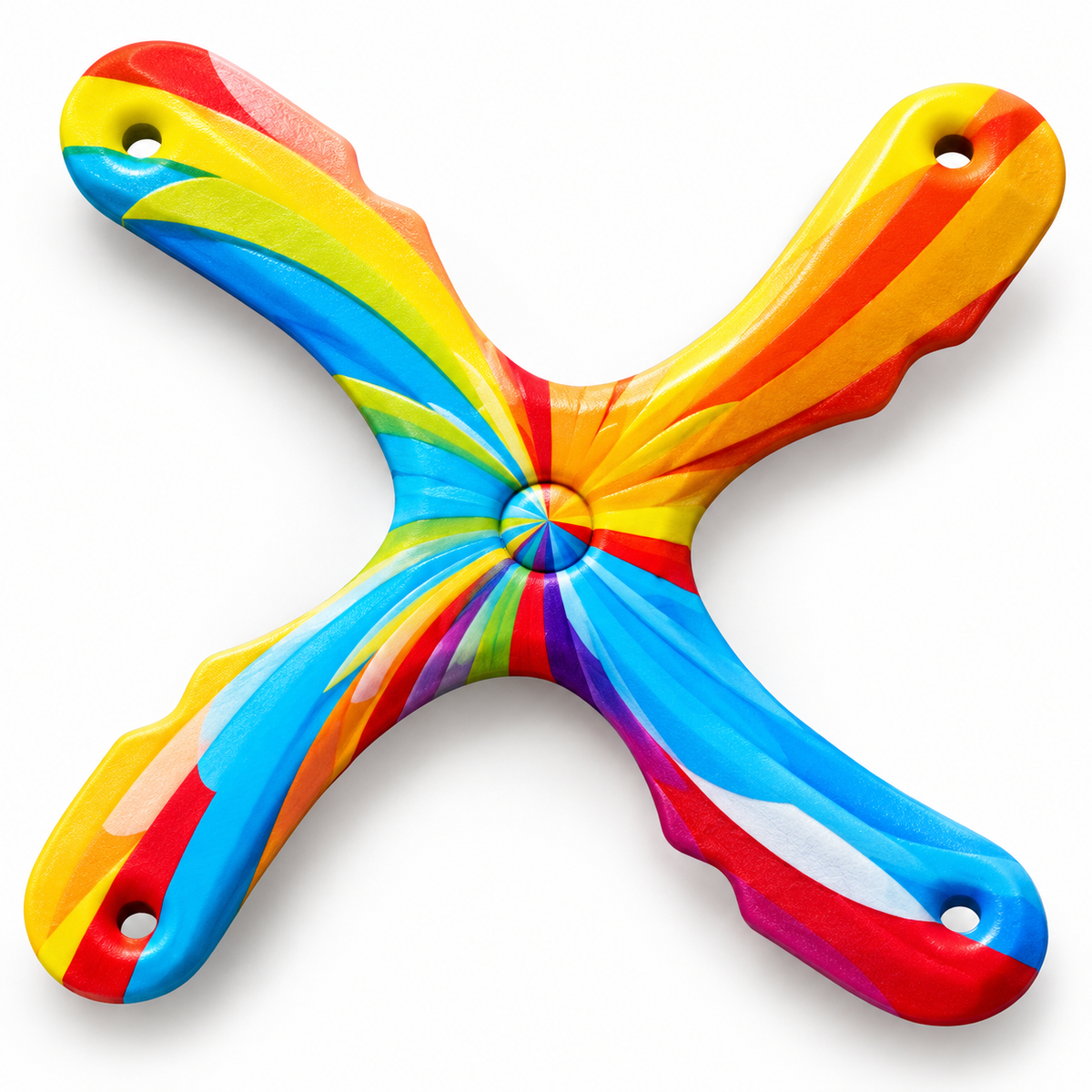 Boomzi Kids 4 Arm Soft Foam Returning Boomerang with Rainbow Swirl Artwork