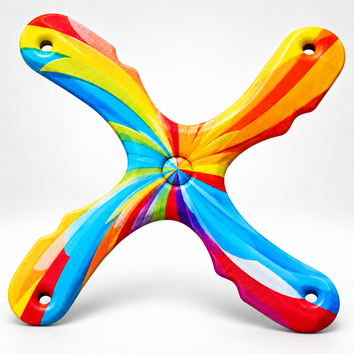 Boomzi Kids 4 Arm Soft Foam Returning Boomerang with Rainbow Swirl Artwork