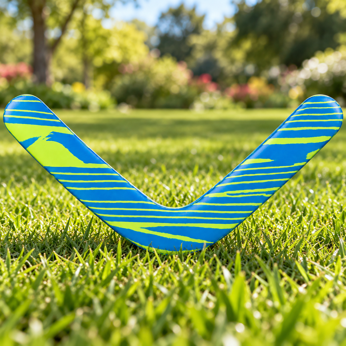 Boomzi Kids Soft Foam Returning Boomerang with Neon Stripe Artwork